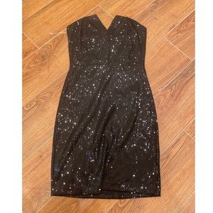 Strapless Sequin Black Mini Dress NWOT 💕